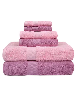 Haus & Kinder Cotton Terry Towel Pack of 6- Lilac & Pink