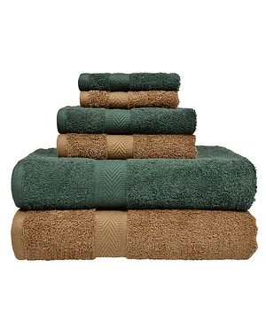 Haus & Kinder Cotton Terry Towel - Olive & Coffee