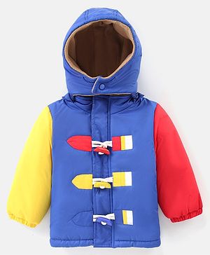 Bonfino Full Sleeves Hooded Puffer Jackets - Blue