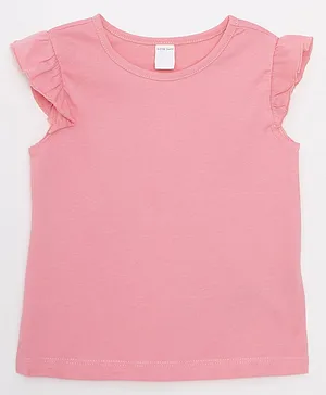 LC Waikiki Frill Sleeves Cotton Solid Top - Pink