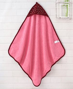 Babyhug Double Layer Terry Hooded Towel Floral Print - Pink