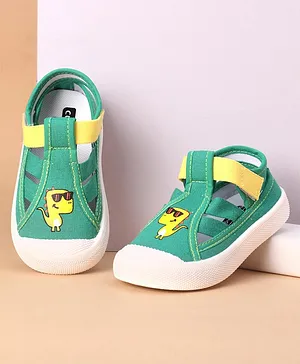 Cute Walk by Babyhug Casual Shoes With Velcro Closure Dino Print - Green