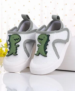 Cute Walk by Babyhug Casual Shoes With Velcro Closure Dino Patch - White