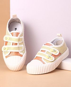 Cute Walk by Babyhug Glitter Casual Shoes with Velcro - Golden