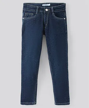 Pine Kids Full Length Stretchable Solid Jeans - Indigo Blue