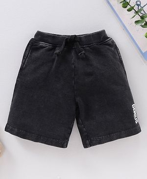Babyhug Knit Knee Length Solid Shorts - Charcoal
