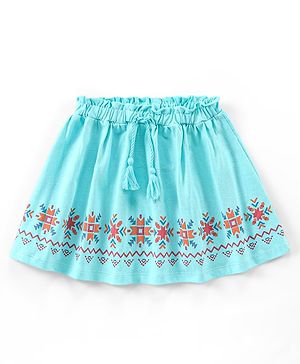 Babyhug Cotton Mid Thigh Skirt Chevron Print - Blue