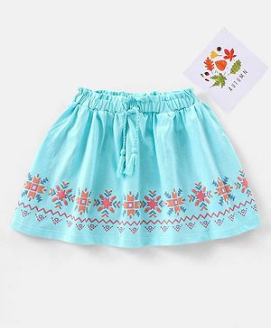 Babyhug Cotton Mid Thigh Skirt Chevron Print - Blue