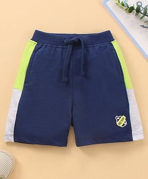 Babyhug Cotton Knit Knee Length Shorts Team Logo Print - Blue