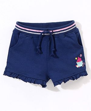 Babyhug Cotton Knit   Mid Thigh Length Shorts Ice Cream Print - Navy Blue