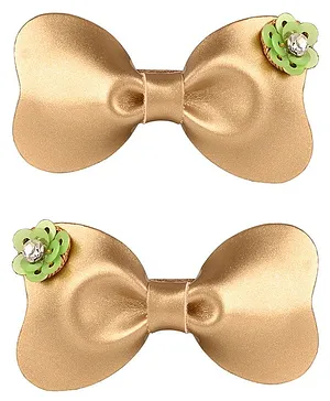 Aye Candy Pair Of Bow Detail Hair Clips - Golden