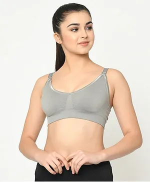 Mamma Presto Solid Wirefree Lightly Padded Maternity Feeding Bra - Grey