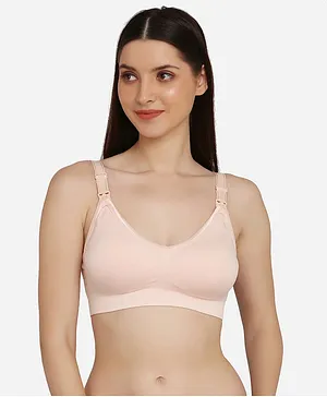 MAMMA PRESTO Solid Super Soft Maternity Nursing Bra - Peach