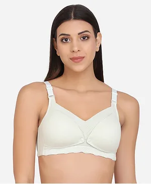 MAMMA PRESTO Striped Full Coverage Seamless Micro Fabric Lightly Padded Breathable Maternity Bra With Centre Front Access - Sea Green