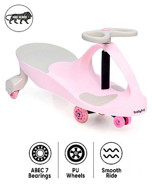 Babyhug Champion Kids Swing Car With LED Wheels (Colour May Vary)