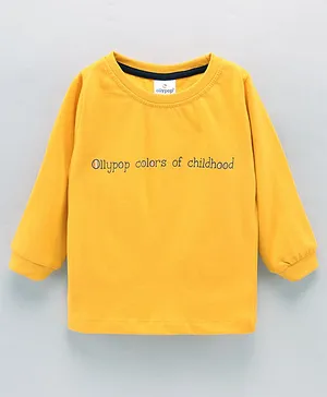 Ollypop Full Sleeves T-Shirt Text Print - Yellow