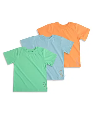 Plan B Pack Of 3 Half Sleeves Exclamation Placement Printed Tees - Orange Green & Blue