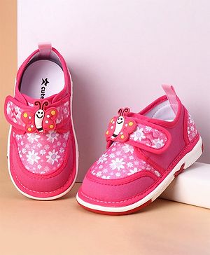 Cute Walk by Babyhug Casual Shoes With Velcro Closure Butterfly Patch- Fuchsia
