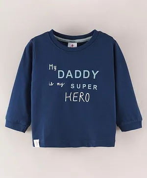 Smarty Cotton Knit Full Sleeves T-Shirt Text Printed - Navy