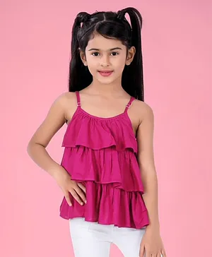 Lil Peacock Sleeveless Layered Top - Pink