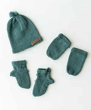The Original Knit Unisex Handmade Cap With Socks & Mittens - Dark Grey
