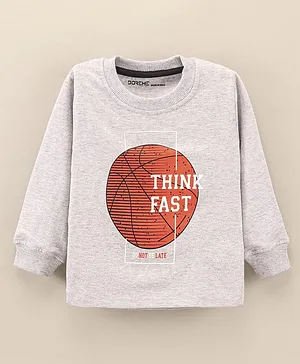 Doreme Full Sleeves T-Shirt Basketball Print - Grey