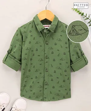 Babyhug Full Sleeves Shirt Printed - Olive