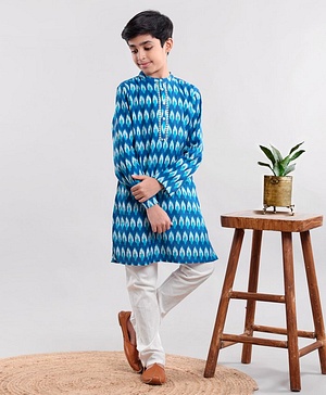 Pine Kids Full Sleeves Kurta Pajama Set - Blue