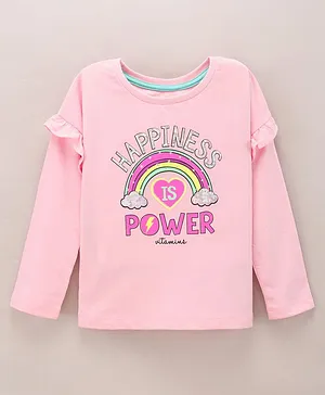 Vitamins Full Sleeves Top Text Print - Peach