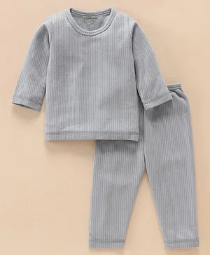 Kanvin Full Sleeves Thermal Tee & Lounge Pant - Dark Grey