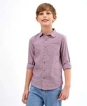 Primo Gino Full Sleeves Printed Shirt - Maroon