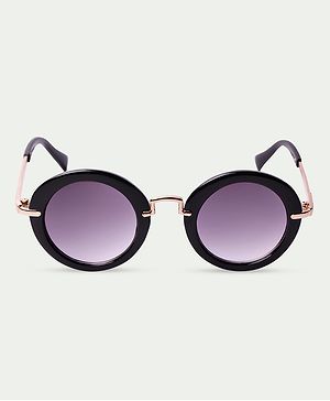 Dukiekooky Grey Lens & Black Frame Round Sunglasses