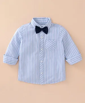 Babyoye Party Shirt Stripes Print with Bow Tie - Blue