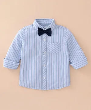 Babyoye Party Shirt Stripes Print with Bow Tie - Blue
