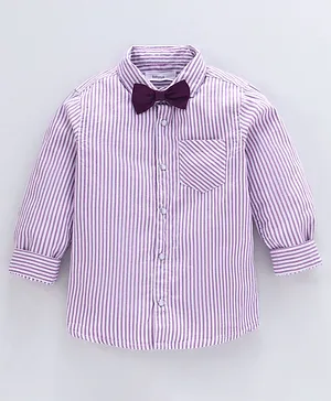 Babyoye Party Shirt Stripes Print with Bow Tie - Purple