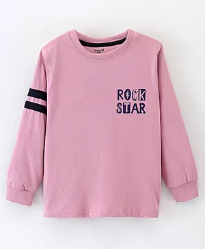 Smarty Full Sleeves 100% Premium Cotton Tee Text Print - Pink