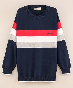 Smarty Boys Full Sleeves 100% Premium Cotton Flat Knit Sweaters - Navy Blue