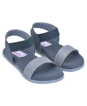 Buckled Up Glittery Detail Strap Casual Sandals - Grey