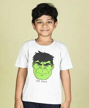 Nap Chief Half Sleeves Pure Cotton The Hulk Chest Printed Tee - Light Grey