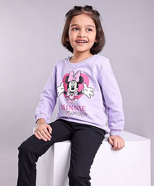 Babyhug Cotton Knit Full Sleeves Mini Mouse Printed Sweatshirt - Purple - 3-4Y Purple