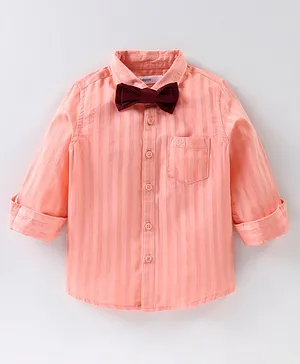Babyoye Full Sleeves Stripe Party Shirt & Bow - Multicolor