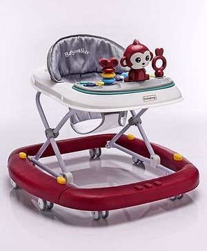 Babyhug Rejoice Musical Baby Walker Cum Rocker Function With Adjustable Height - Red White