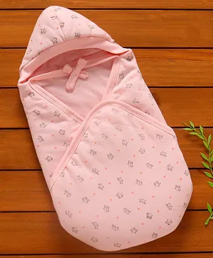 Simply Hooded Towel Panda Print - Peach