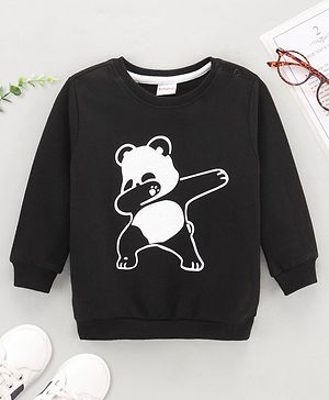 Babyhug Full Sleeves Cotton Sweatshirts Panda Print - Black
