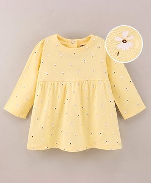 Zero Full Sleeves Frock Floral Print - Yellow