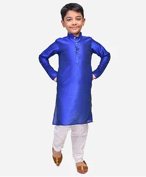 Namaskar Full Sleeves Solid Silk Kurta - Royal Blue