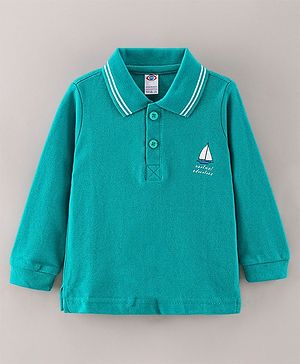 Zero Cotton Knit Full Sleeves T-Shirt Boat Printed - Green