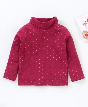 Babyhug Full Sleeves Cotton Lycra Skivi Top Foil Print- Purple