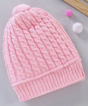 Babyhug Knitted Woollen Cap Pink - Diameter 11.5 cm