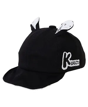 Kid-O-World Printed Ears With Kukuji Placement Embroidered Cap - Black